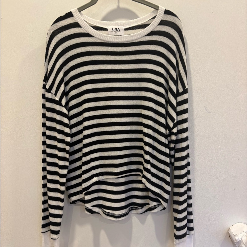 LNA Striped Hi/Lo Sweater, Tencel/Spandex, Size M, Like New Condition